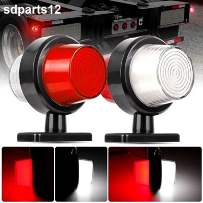 2 Feux de Gabarit LED Rouge Blanc Effet Néon 12V 24V Caoutchouc Camion Remorque - Photo 1/4
