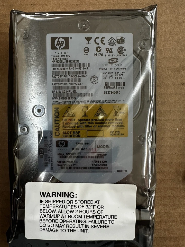 HP A7288-69001 73GB 15K 3.5” SCSI HDD A7288-64201 - Image 1 of 1