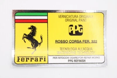 1990-2023 OEM Ferrari PPG pintura color pegatina calcomanía Rosso Corsa Fer. 322 - Imagen 1 de 4