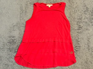 Michael Kors Top Womens Medium Pink Sleeveless Blouse Solid Vented Tank Sheer - Picture 1 of 5