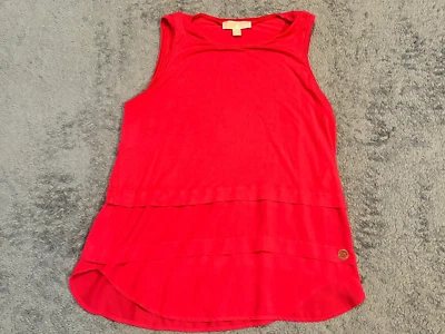 Blusa Michael Kors Top Mujer Rosa Mediana Sin Mangas Sólida Ventilada Tanque Transparente Foto 1 de 4