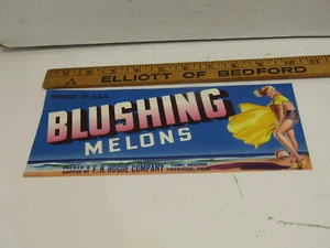 OLD VINTAGE BLUSHING MELONS PRODUCE CRATE PAPER LABEL SEXY LADY - Picture 1 of 1