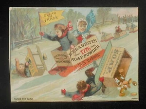 Jabón en polvo B. T. Babbitt's 1776 trineo lindo para niños Clear the Track de la década de 1880 de colección Nueva York Nueva York - Imagen 1 de 1