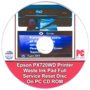 Epson PX720WD Printer Waste Ink Pad Full Service Reset Disc On PC CD ROM - Afbeelding 1 van 9