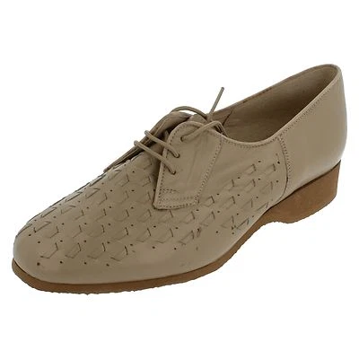 Femmes Beige Leather Elmdale Lacet Compensé Chaussures Style EDITH2 UK 4.5 E - Photo 1/4
