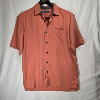 REI Mens Button Up Shirt Orange Medium Rayon Polyester Blend Short Sleeve  - Image 1 of 4
