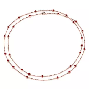 14K Rose Gold Plated Silver Necklace With 3.30 CTTW Lab Grown Ruby (Red, VS) - Picture 1 of 6