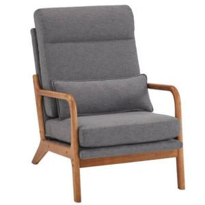 Mid-Century Accent Chair Reading Armchair Upholstered Single Sofa High Back - Picture 1 of 49