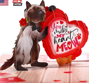 Anniversary Card Pop up Cat Funny 3D Greeting Birthday Card 8 X 6 Inches for Her - Picture 1 of 6