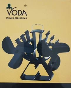 Voda 4.9 Mini Heat Powered Stove Fan Double Blade For Sm Places for Wood / Log - Foto 1 di 12