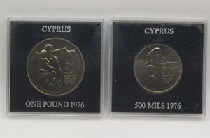ZYPERN 1976 BU 1 PFUND & 500 MILS FLÜCHTLINGE SET IN STARREN ETUIS ROYAL MINT - Bild 1 von 2