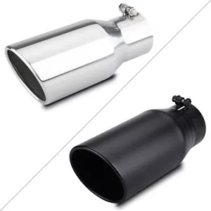 3.5" Inlet 5" Outlet 12" Long Angle Cut Rolled Bolt-on Exhaust Tip Tail Pipe - Bild 1 von 21
