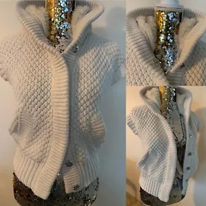 Strickweste beige Weste Jacke Kapuze Kunstfell gr S 36 Zara Frauen Mädchen Warm - Bild 1 von 7