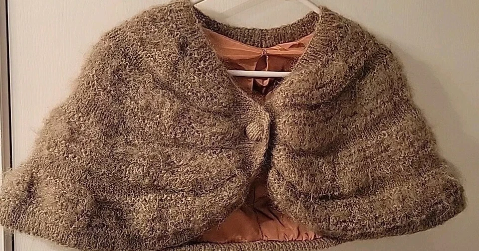  Vtg 50s Marino Wool Wrap Shrug Shawl Stole Capelet OS - Hand Tailored - Image 1 of 4