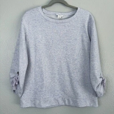 Loft Lounge blue gray 3/4 tie sleeve sweatshirt S - Image 1 of 4