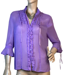 🌻*SEVEN SISTERS SIZE 3 (12AU) ST IVES LILAC RUFFLE BLOUSE NWOT  - Picture 1 of 11