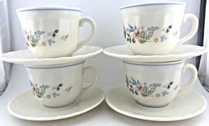 Arcopal France Victoria Pattern Cup & Saucer Set 4 Cups and 4 Saucers - Picture 1 of 7