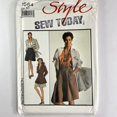 Style 1564  Trench Rain Loose Jacket Coat Shorts Ladies New Uncut Pattern - Image 1 of 4