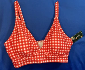 Costume da bagno bikini Blooming Jelly poly con spandex rosso/bianco a quadri gingham nuovo con etichette, taglia M - Foto 1 di 5