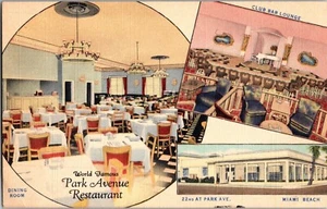 Vintage MIAMI BEACH Florida Postcard "PARK AVENUE RESTAURANT" JY15 - Picture 1 of 2