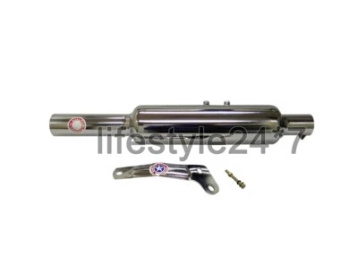 Fit For Royal Enfield Bullet 500cc "Short Exhaust Silencer Chrome" - Image 1 of 4