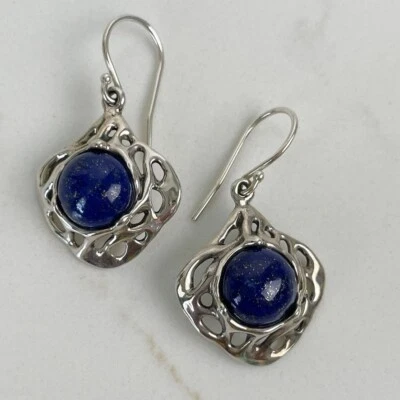 Серьги из чистого серебра с голубым лазуритом висячие драгоценные камни Hagit Gorali - Изображение 1 из 4