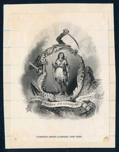 State Arms of Massachusetts, Die Proof on india, Edmonds, Jones & Smillie 1857 - Bild 1 von 3