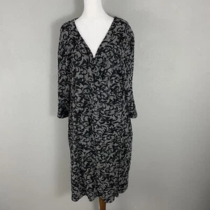 Coldwater Creek Dress 20W Black Gray Textured Knit Faux Wrap Stretchy Plus USA - Picture 1 of 10
