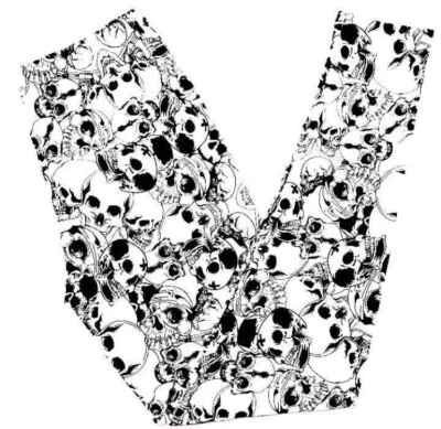 Leggings de Halloween con calavera esqueleto suave mantecoso altos y curvilíneos XL calavera blanca TC Foto 1 de 3