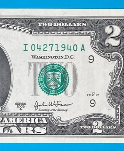 April 27, 1940 : I 04271940 A BIRTHDAY Note $2 Two Dollar Bill *UNC* - Picture 1 of 3