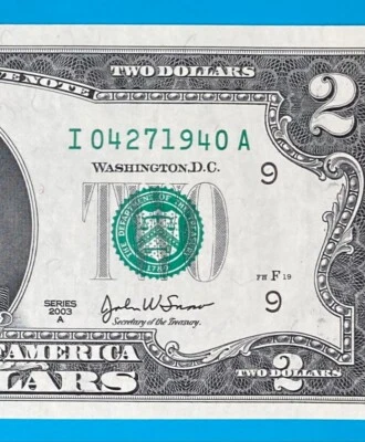 April 27, 1940 : I 04271940 A BIRTHDAY Note $2 Two Dollar Bill *UNC* - Image 1 of 3