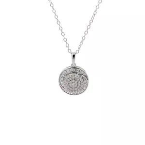 Sterling Silver Round Lab Grown Diamond Cluster Pendant 18" Silver Cable Chain - Picture 1 of 8