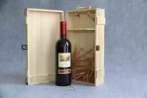 Scatola vino in legno con coperchio, scatola bottiglia vino DOPPIA, confezione regalo matrimonio, negozio in legno - Foto 1 di 2