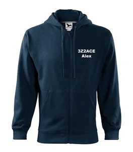 Radioaficionado CALLSIGN and Name sudadera decorada con bordado AZUL MARINO - Imagen 1 de 5