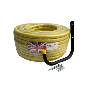 NEU 20 METER PRO SCHLAUCHROHR HERGESTELLT IN UK PROFESSIONELL GELB KNICKSCHUTZSCHLAUCH + WANDHAKEN - Bild 1 von 1