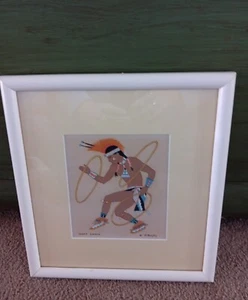 Serigrafia vintage Harrison Begay Navajo ""Hoop Dance"" incorniciata - Foto 1 di 8