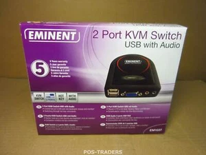Eminent EM1037 KVM switch: 2 Port Switch With Audio USB 1920 x 1440 - NEW - Afbeelding 1 van 4