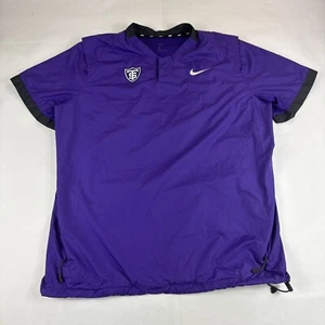 Nike Wind Shirt Windbreaker Mens L Short Sleeve Purple 1/4 Button Soccer Pockets - Imagen 1 de 8