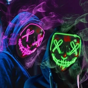 1St LED Purge Maske als Kostüm Halloween mit Lichteffekten Helloween Zombi Party - Bild 1 von 2