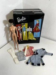 Vintage 1961 Barbie Doll with Clothes and Storage Box! Doll’s face is blue.  - Picture 1 of 7