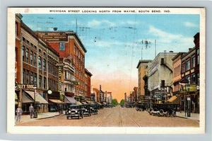 South Bend IN Indiana, Michigan Street, c1937 Vintage Souvenir Postcard - Picture 1 of 2