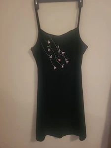 City Triangle Damen Vintage Spaghettiträger passend schwarz Blumen Kleid Gr. L - Bild 1 von 8