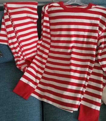 NWOT Hanna Andersson Organic Cotton Classic Red Stripe Unisex Adult XL pajamas - Image 1 of 3
