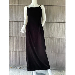 Vintage Scott McClintock Velvet Maxi Dress Formal Evening Crisscross Back Goth 8 - Picture 1 of 15