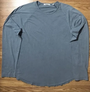 T-shirt Buck Mason uomo M manica lunga tutto cotone blu notte/grigio girocollo - Foto 1 di 10
