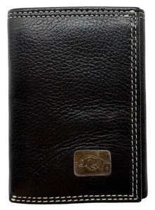 Arkansas Razorbacks Genuine Leather Wallet-Trifold w/Debossed Logo in Black-New - Picture 1 of 6