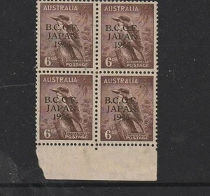 STAMPS AUST     PREDECIMAL  1946  B C O F 6d  KOOKA  BLOCK    WRONG  6d  NO GUM - Picture 1 of 2