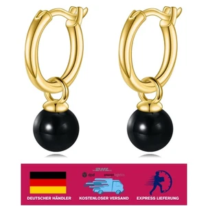 Geschenkset: 12mm Creolen mit 6mm Onyx in edler Geschenkbox inklusive Poliertuch - Bild 1 von 2