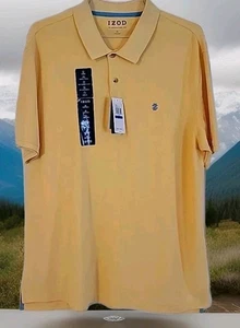 IZOD Advantage Pique Polo Shirt Embroidered Logo Button-up Yellow Men’s Sz XL F8 - Picture 1 of 5