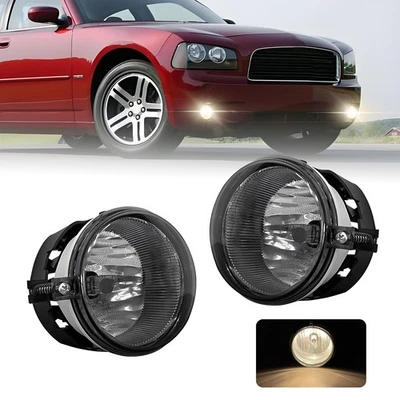 Smoked Fog Light Lamps For 05-10 Dodge Challenger 05-08 Chrysler Town & Country - Imagem 1 de 4